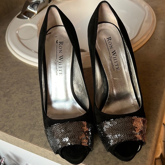 Ron White Suede sequin stilettos - Picture 2 of 6